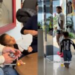 Mavie chama atenção ao acompanhar Neymar no centro de treinamento do Santos